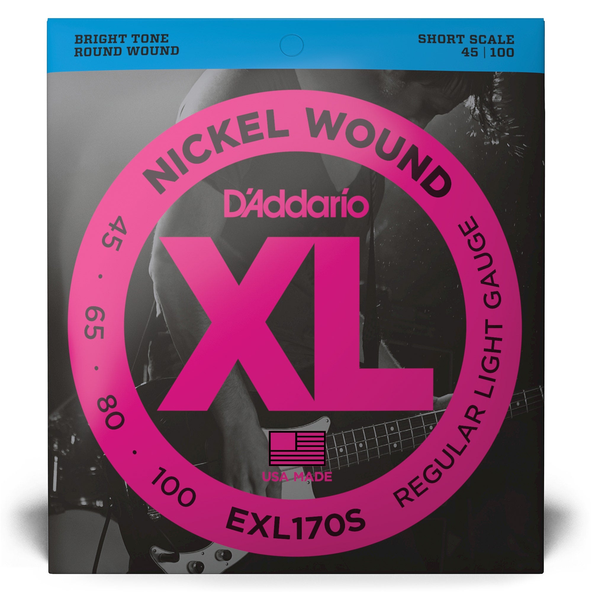 D'Addario EXL170S Nickel Wound Light Short Scale Bass Strings (45-100)