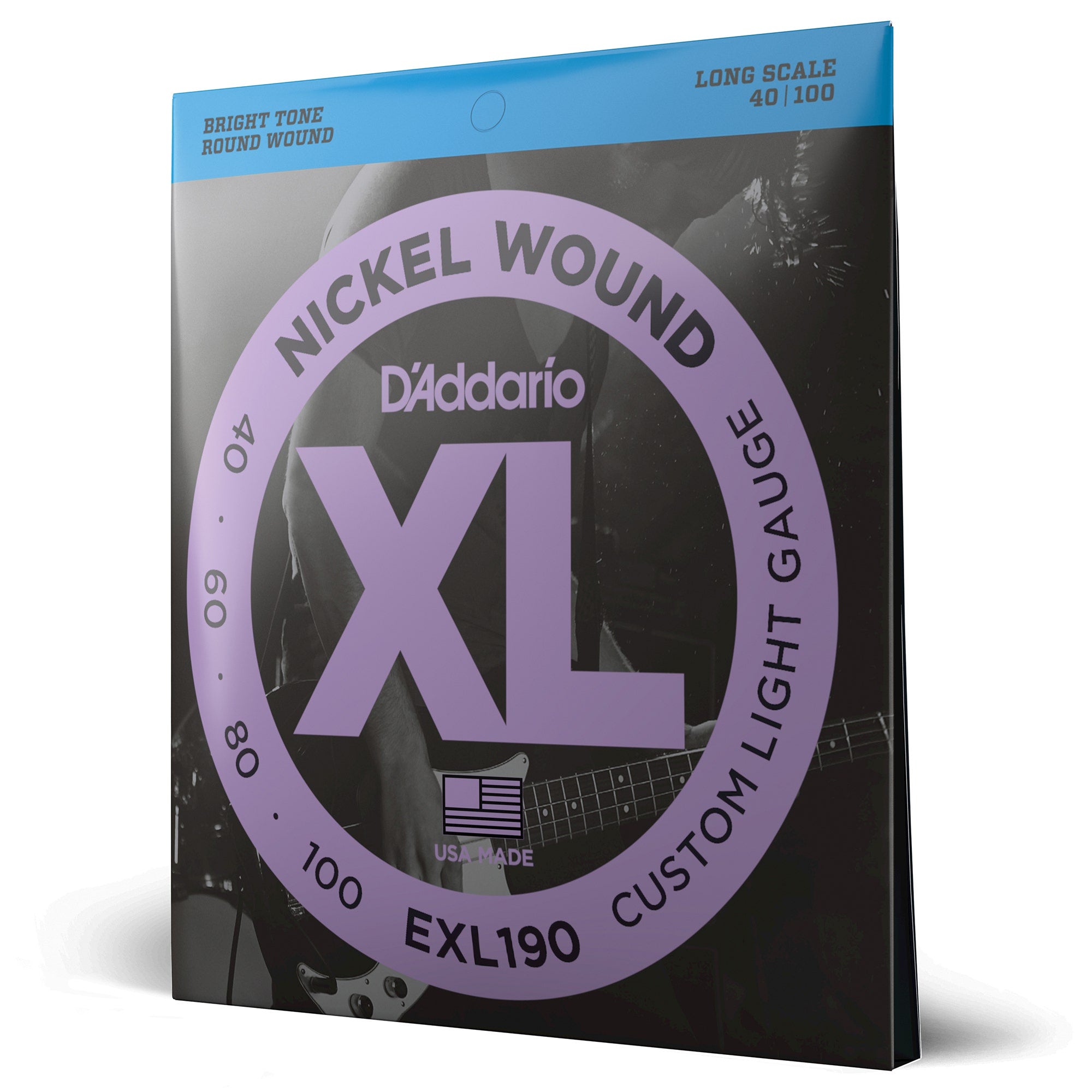 D'Addario EXL190 Nickel Wound Custom Long Scale Light Bass Strings (40-100)