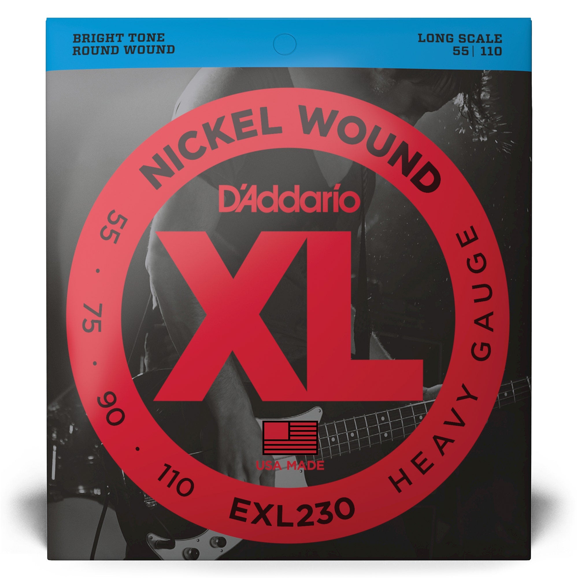 D'Addario EXL230 Nickel Wound Electric Bass Strings, Heavy, Long Scale (55-110)