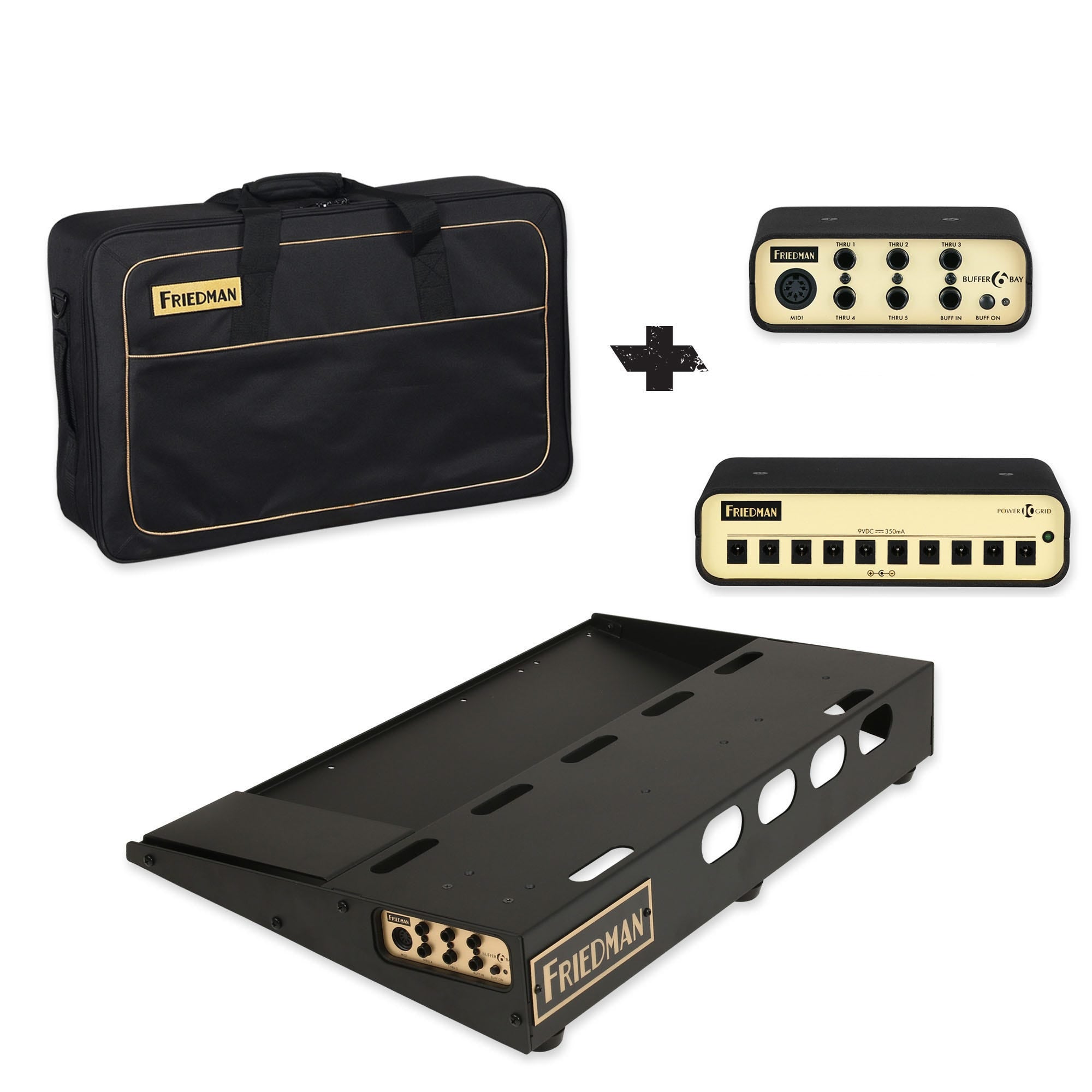 Friedman Tour Pro 1525 Platinum Pack 15'' x 25'' Guitar Effects Pedalboard w/ Buffer Bay, Power Supply, and Gig Bag