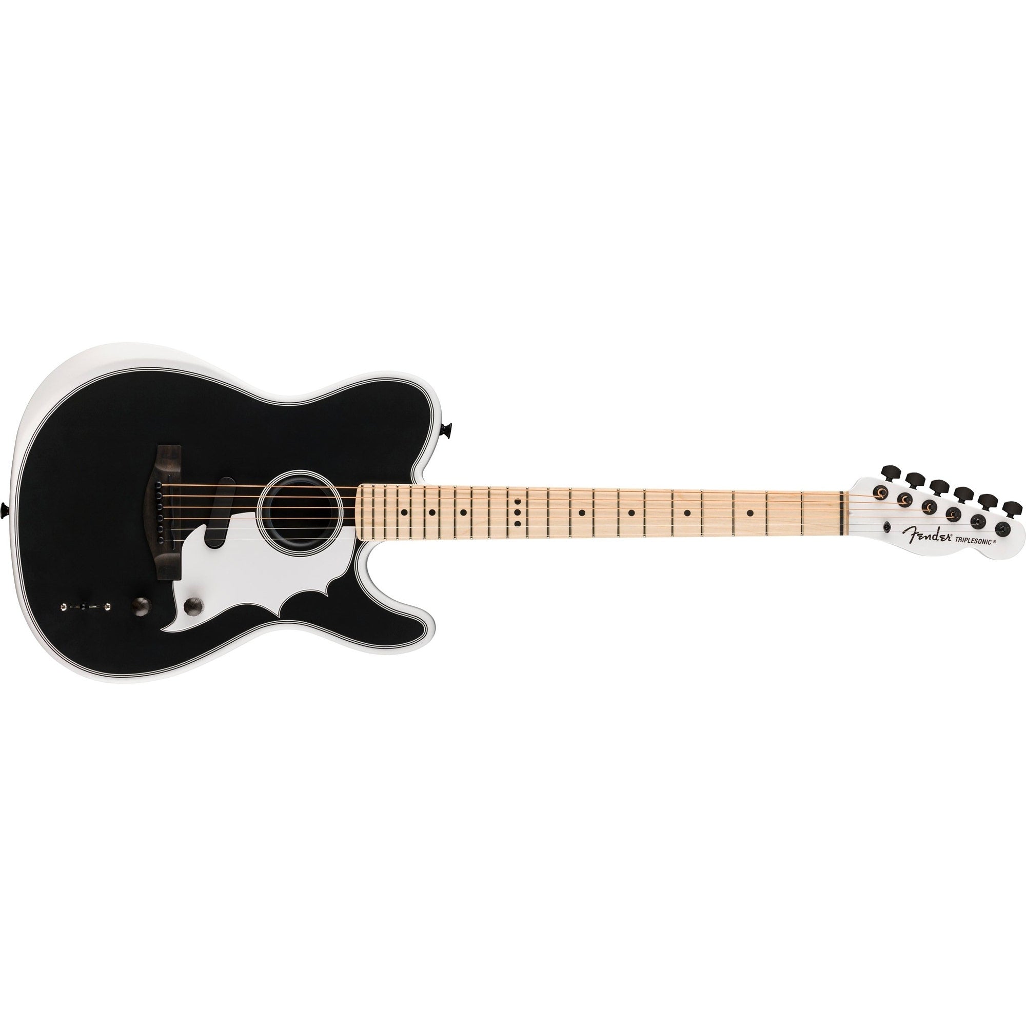 Fender Jack White Triplesonic Acoustasonic Telecaster Acoustic-Electric Guitar, Arctic White & Black