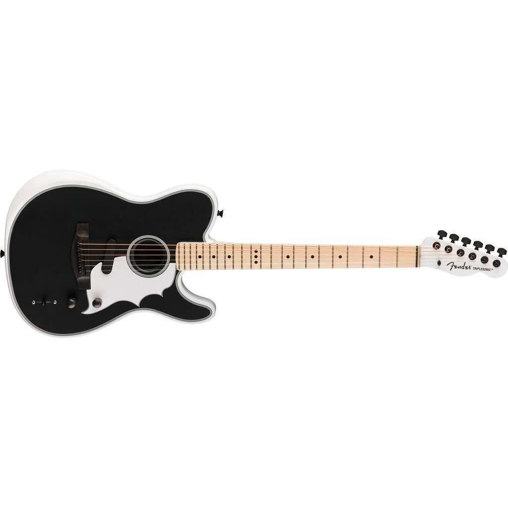 Fender Jack White Triplesonic Acoustasonic Telecaster Acoustic-Electric Guitar, Arctic White & Black