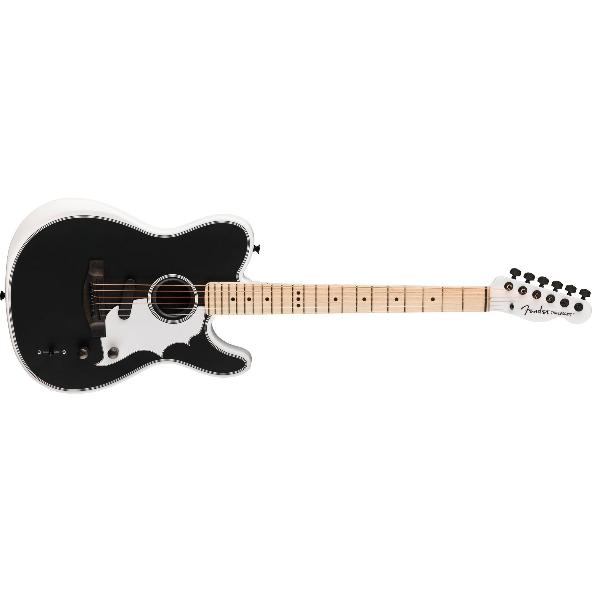 Fender Jack White Triplesonic Acoustasonic Telecaster Acoustic-Electric Guitar, Arctic White & Black