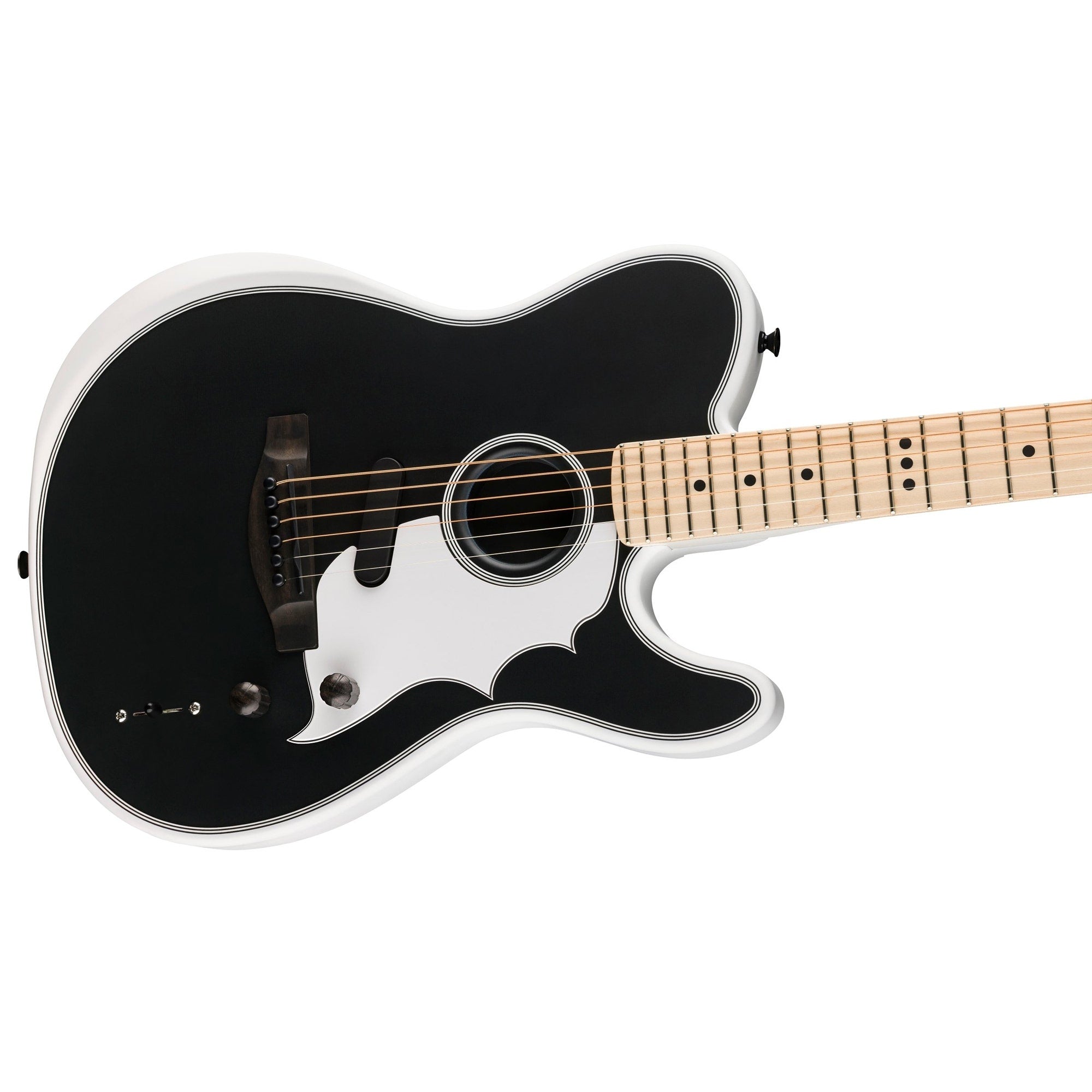 Fender Jack White Triplesonic Acoustasonic Telecaster Acoustic-Electric Guitar, Arctic White & Black