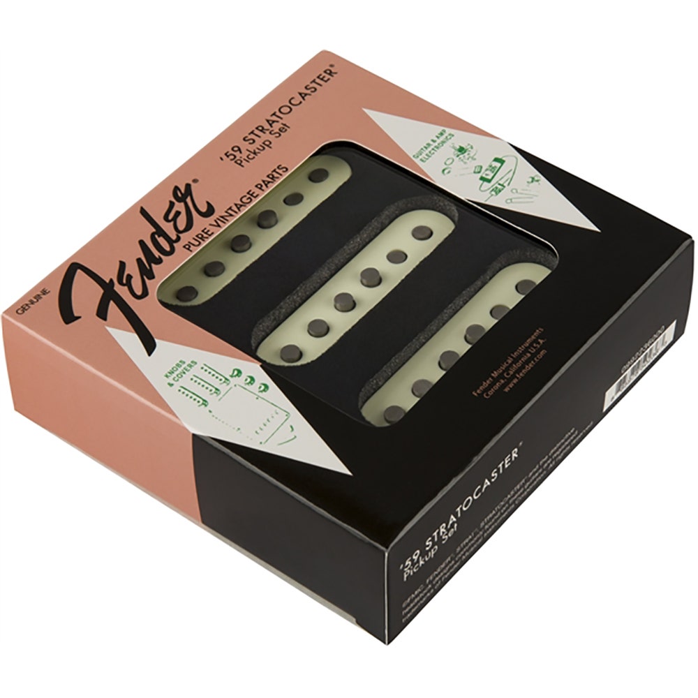 Fender 0992236000 Pure Vintage '59 Strat Guitar Pickup Set, Vintage White