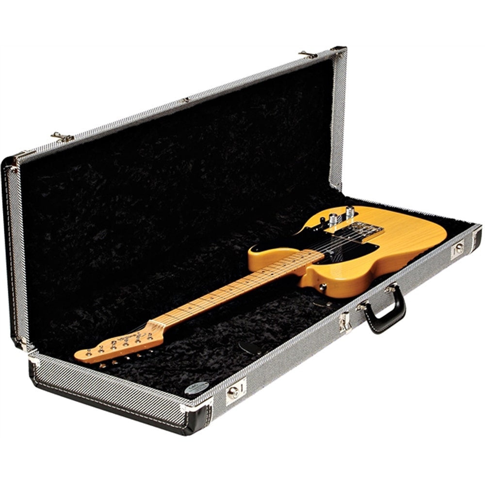 Fender G&G Deluxe Strat/Tele Hardshell Guitar Case, Black Tweed with Black Interior