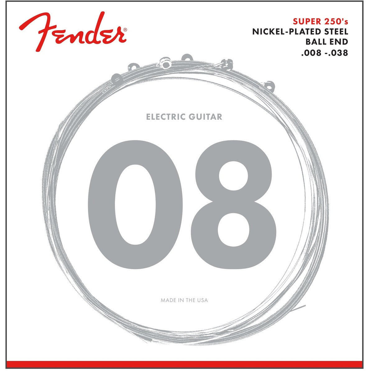 Fender 250XS Super 250 Nickel-Plated Steel Electric Guitar Strings, 8-38