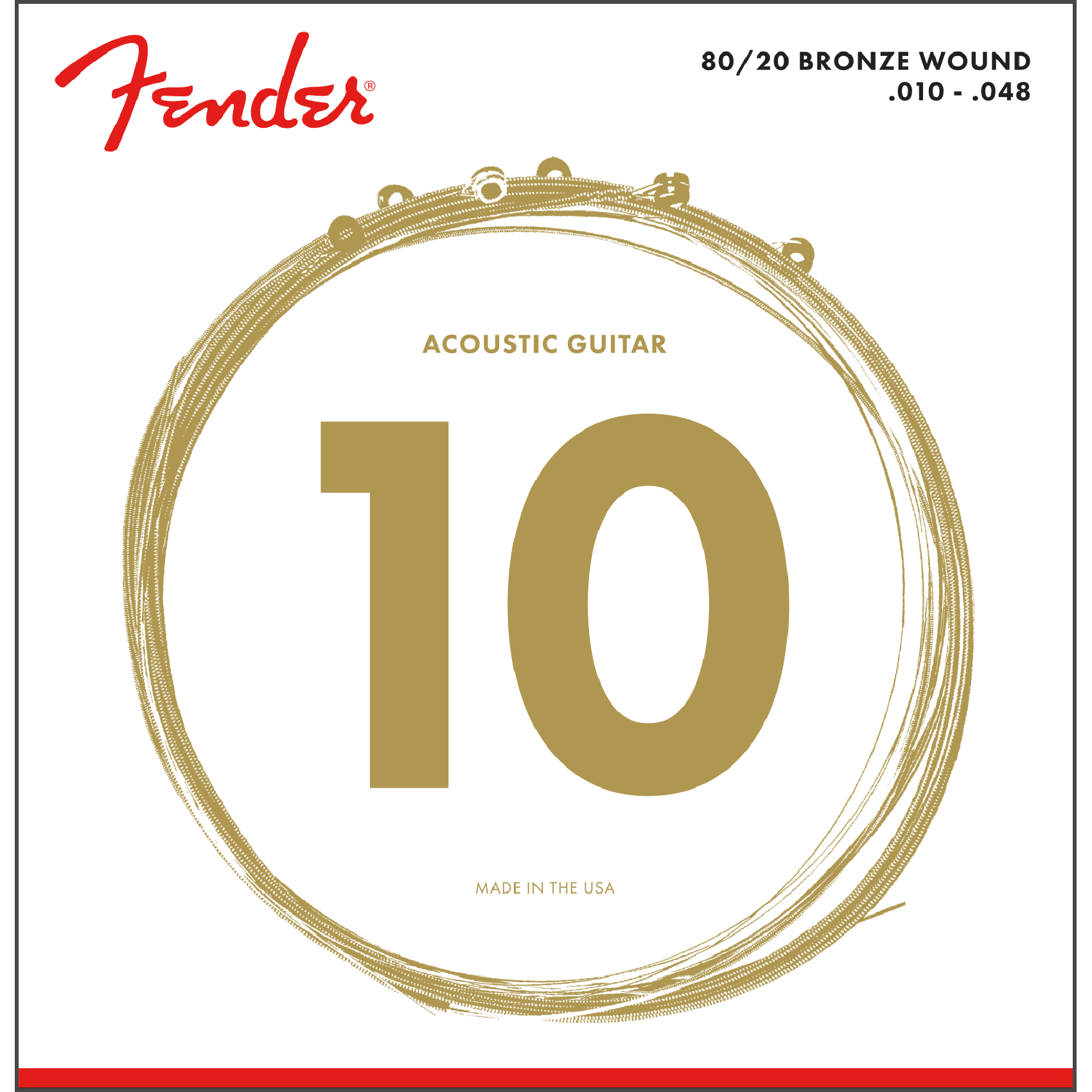 Fender 70XL 80/20 Bronze Extra Light Acoustic Guitar Strings (10-48)