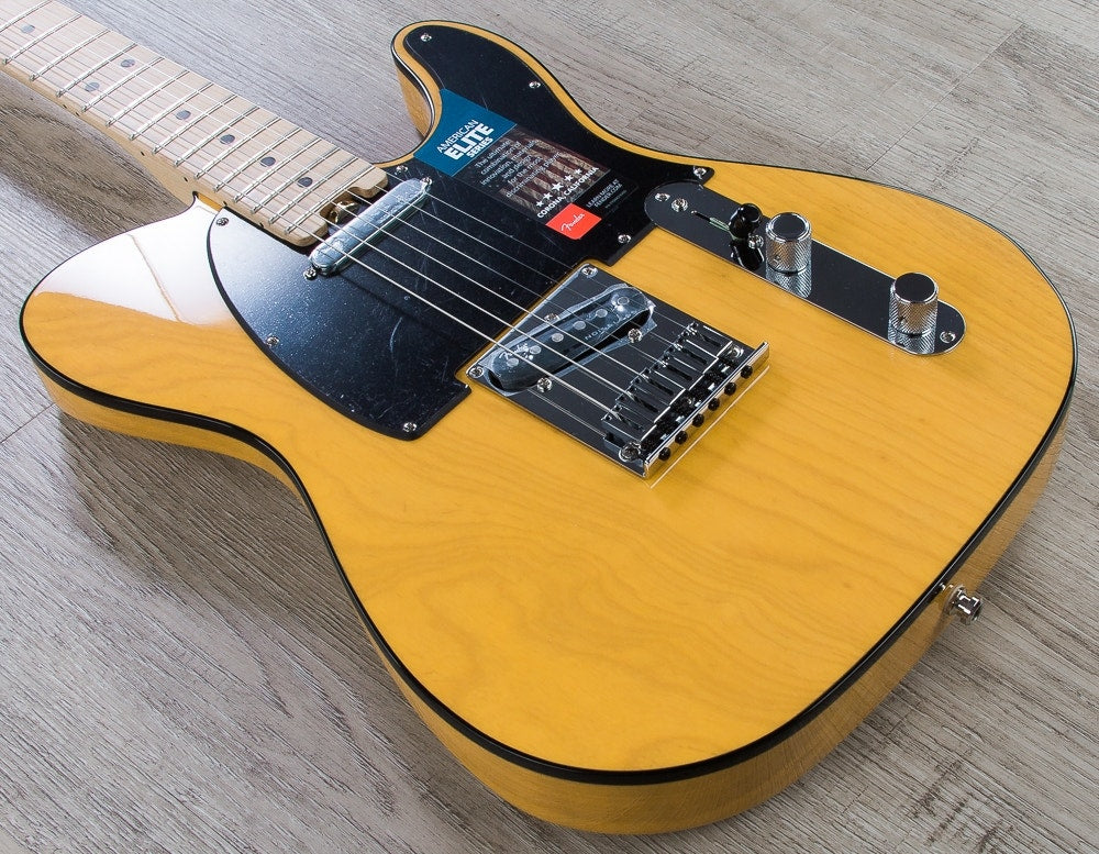Fender American Elite Telecaster Electric Guitar, Maple Fingerboard, Hard Case - Butterscotch Blonde (Open Box)