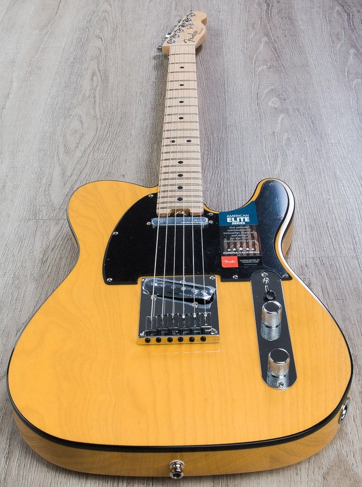 Fender American Elite Telecaster Electric Guitar, Maple Fingerboard, Hard Case - Butterscotch Blonde (Open Box)