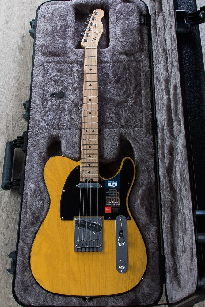 Fender American Elite Telecaster Electric Guitar, Maple Fingerboard, Hard Case - Butterscotch Blonde (Open Box)