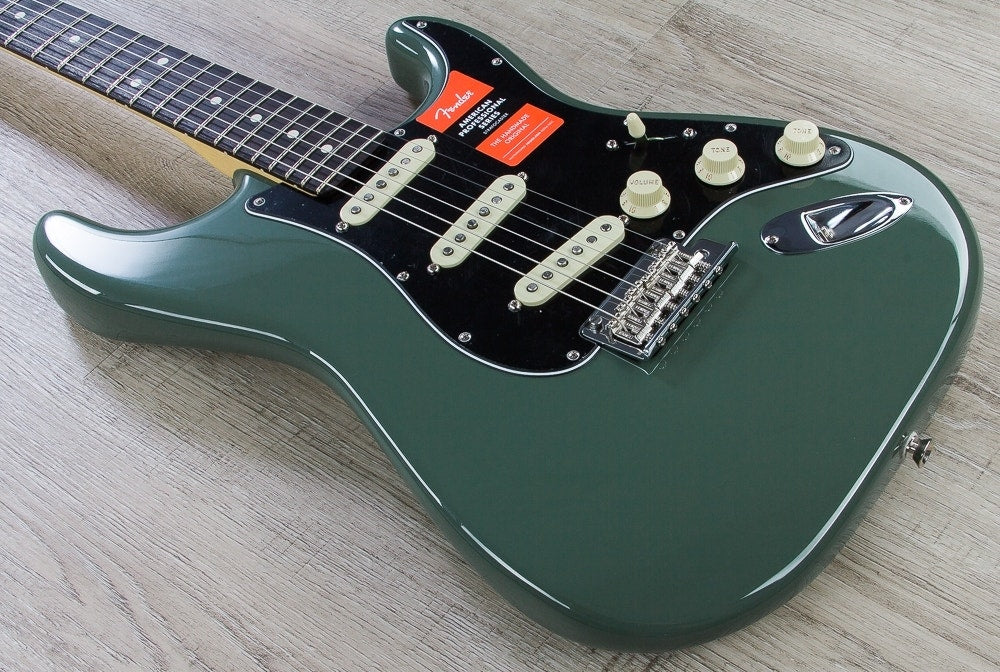 Fender American Pro Stratocaster Electric Guitar, Rosewood Fingerboard, Hard Case - Antique Olive (Open Box)