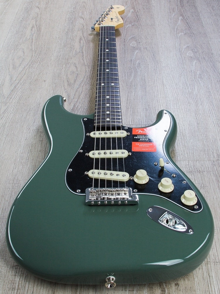 Fender American Pro Stratocaster Electric Guitar, Rosewood Fingerboard, Hard Case - Antique Olive (Open Box)