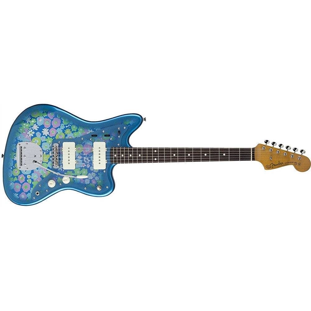 Fender Made in Japan Traditional '60s Jazzmaster Electric Guitar, Rosewood Fingerboard, Gig Bag - Blue Flower