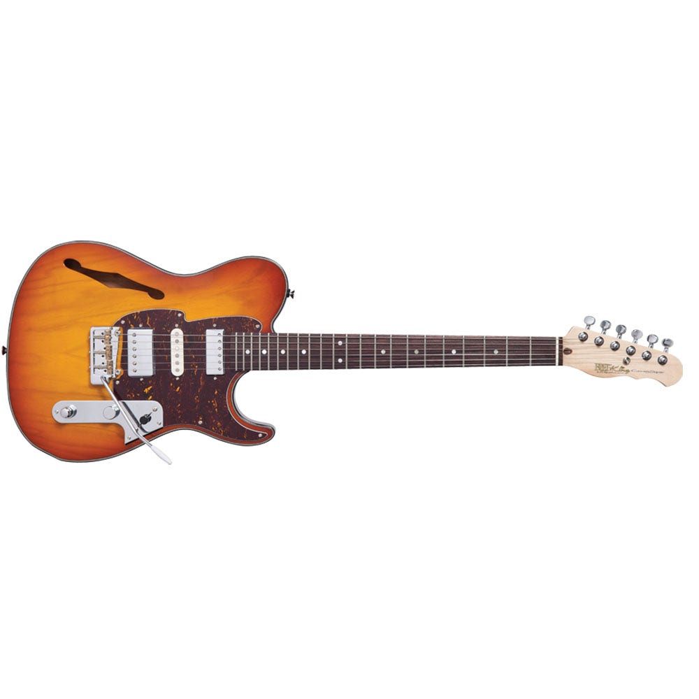 Fret King FKV22HB Black Label Country Squire Semitone Deluxe Electric Guitar with Gig Bag - Honeyburst
