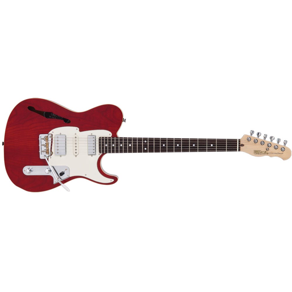 Fret King FKV22TR Black Label Country Squire Semitone Deluxe Electric Guitar with Gig Bag - Thru Red