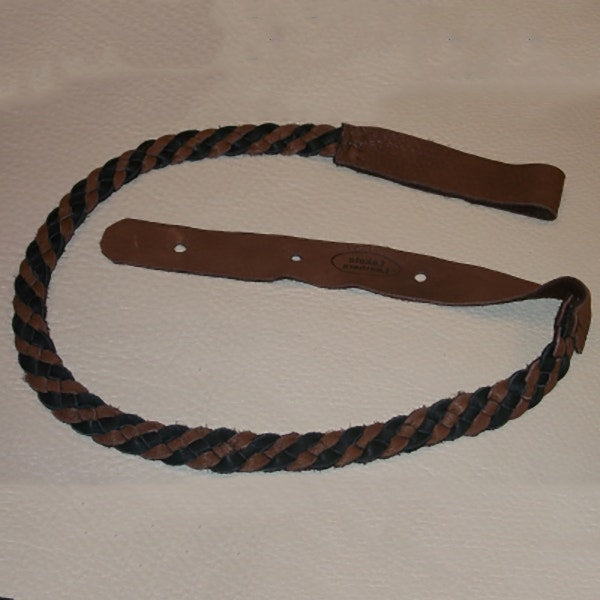 Lakota Leathers Mandolin Strap, Flat Braided, 43", Black and Tobacco