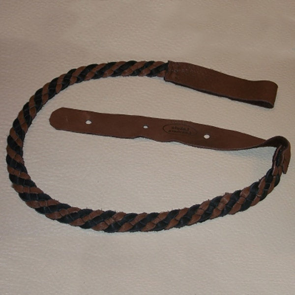 Lakota Leathers Flat Braided 43'' Mandolin Strap, Black & Chocolate