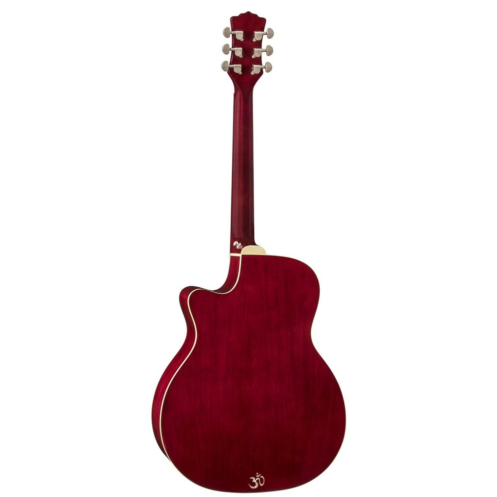 Luna FLO LOT QM Flora Series Lotus Quilted Maple Top Trans Shiraz Finish Acoustic-Electric Guitar