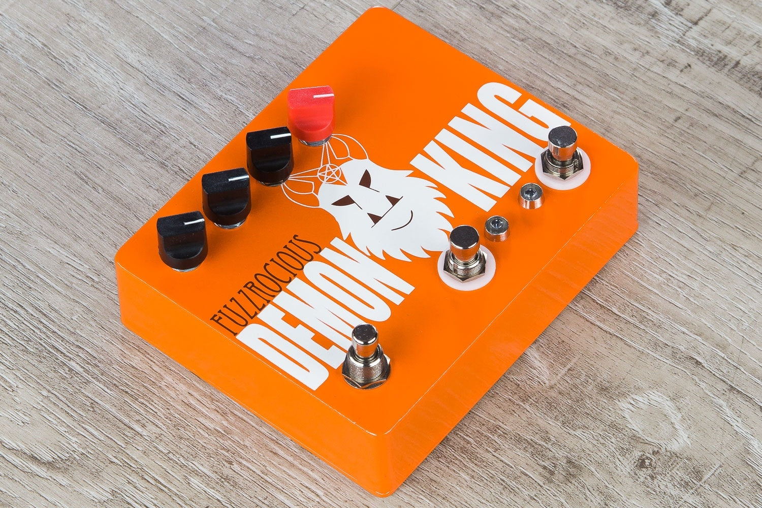 Fuzzrocious Pedals Demon King Overdrive / Distortion Guitar Effects Pedal, Momentary Feedback Mod - Orange