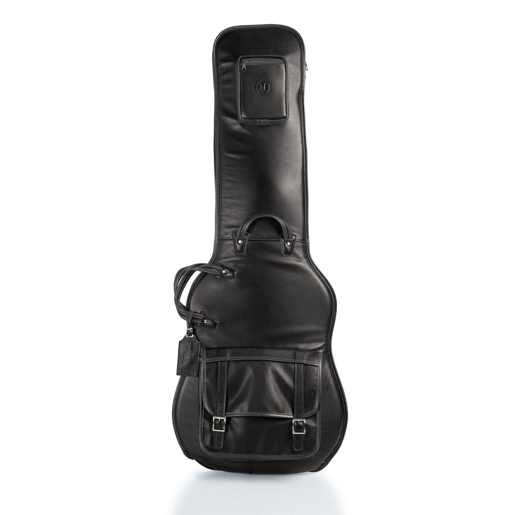 Levy's Leathers LM19-BLK Leather Electric Bass Guitar Gig Bag, Black