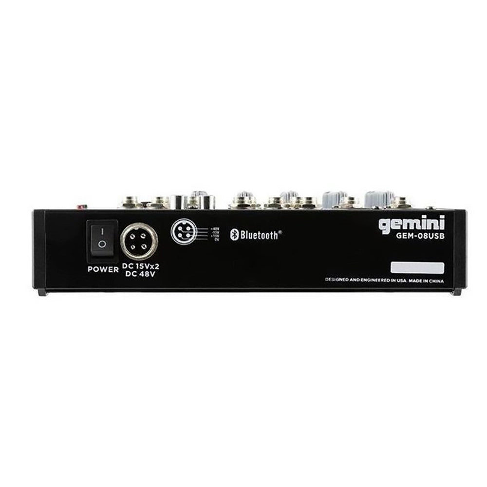 Gemini Sound GEM-08USB Compact 8-Channel Bluetooth Audio Mixer w/ USB Playback