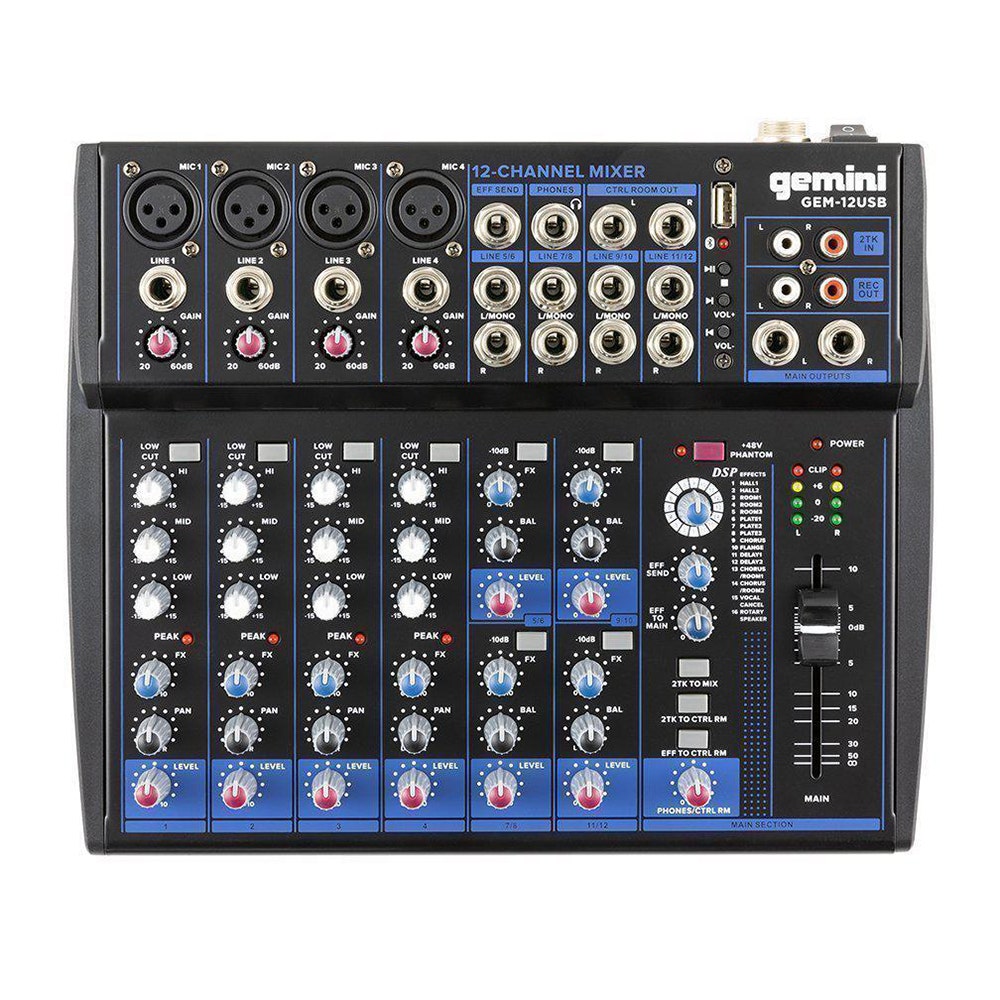 Gemini 12USB Compact 12-Channel Bluetooth Audio Mixer