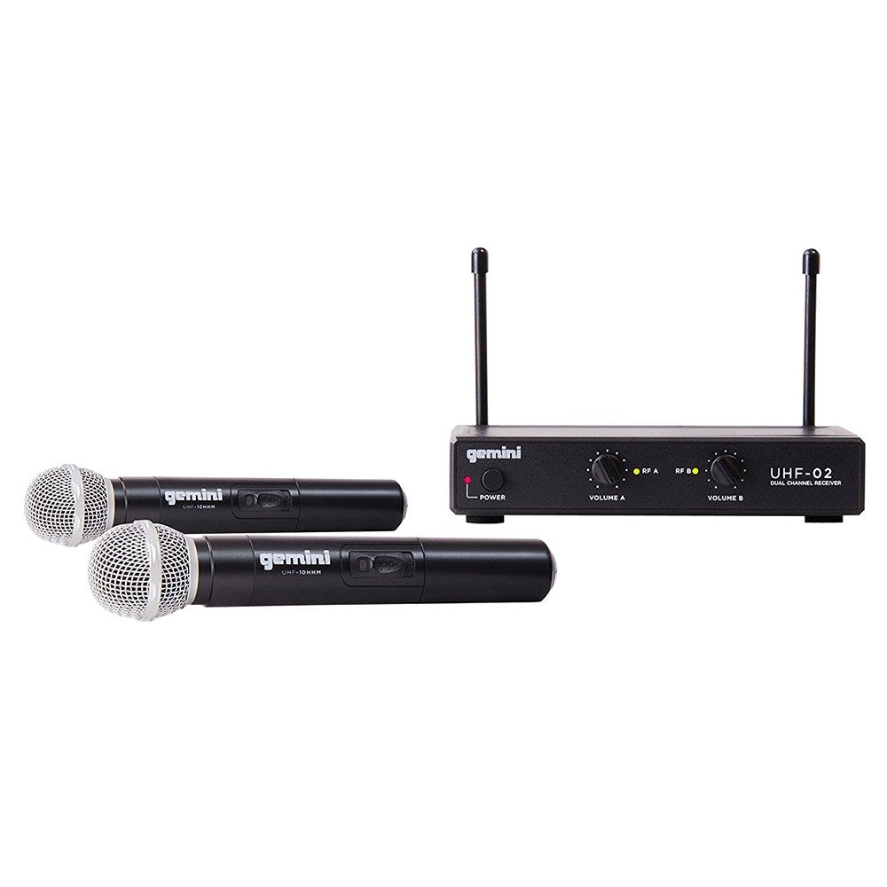 Gemini UHF-02M 2-Channel Wireless Microphone System; S12 (Open Box)