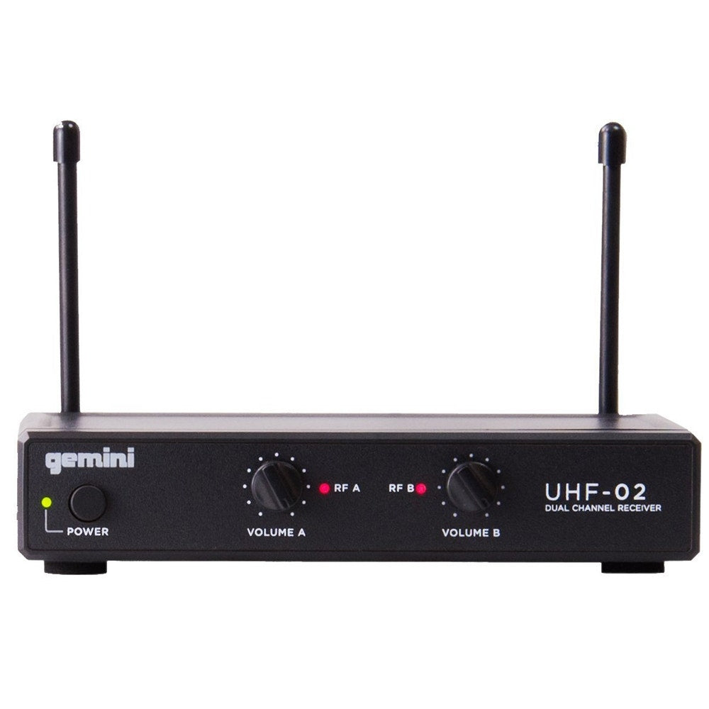 Gemini UHF-02M 2-Channel Wireless Microphone System; S12 (Open Box)