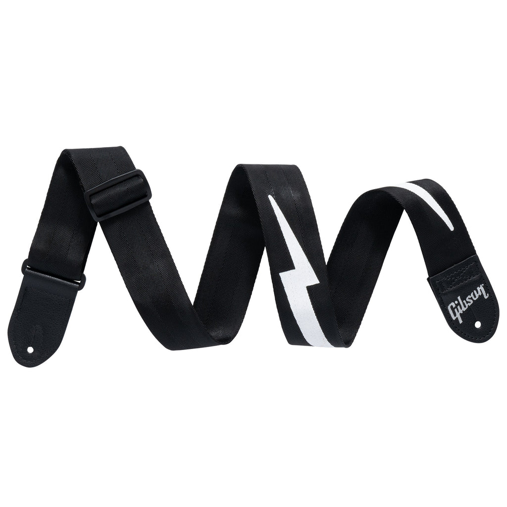 Gibson ASBOLT-BLK The Lightning Bolt Seatbelt 2" Nylon Guitar Strap, Black