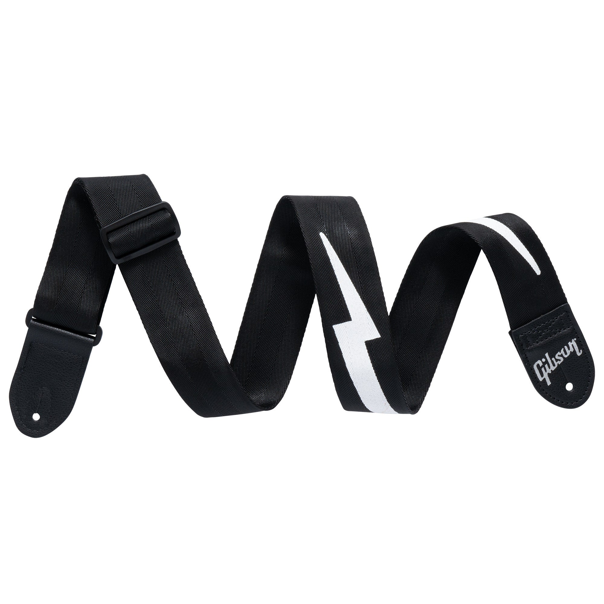 Gibson ASBOLT-BLK The Lightning Bolt Seatbelt 2" Nylon Guitar Strap, Black