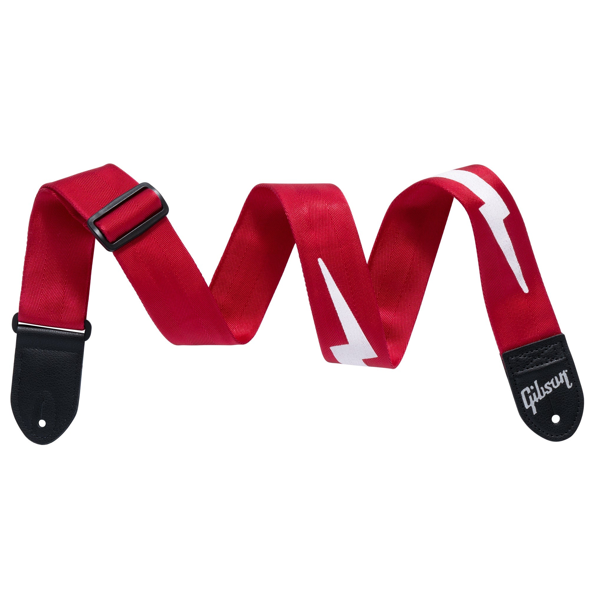 Gibson ASBOLT-RED The Lightning Bolt Seatbelt 2" Nylon Guitar Strap, Red