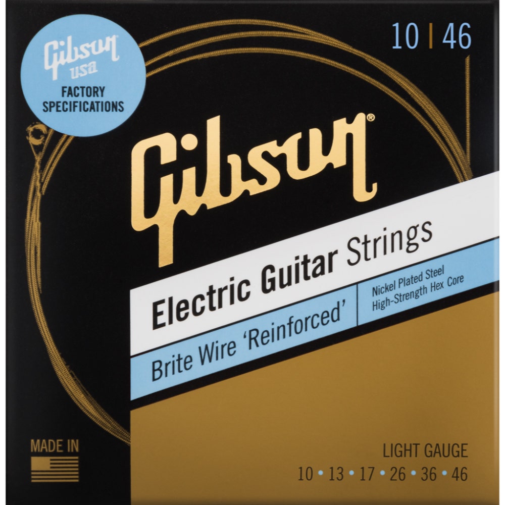 Gibson Guitars Brite Wire 'Reinforced' Electric Guitar Strings, Light, 10-46