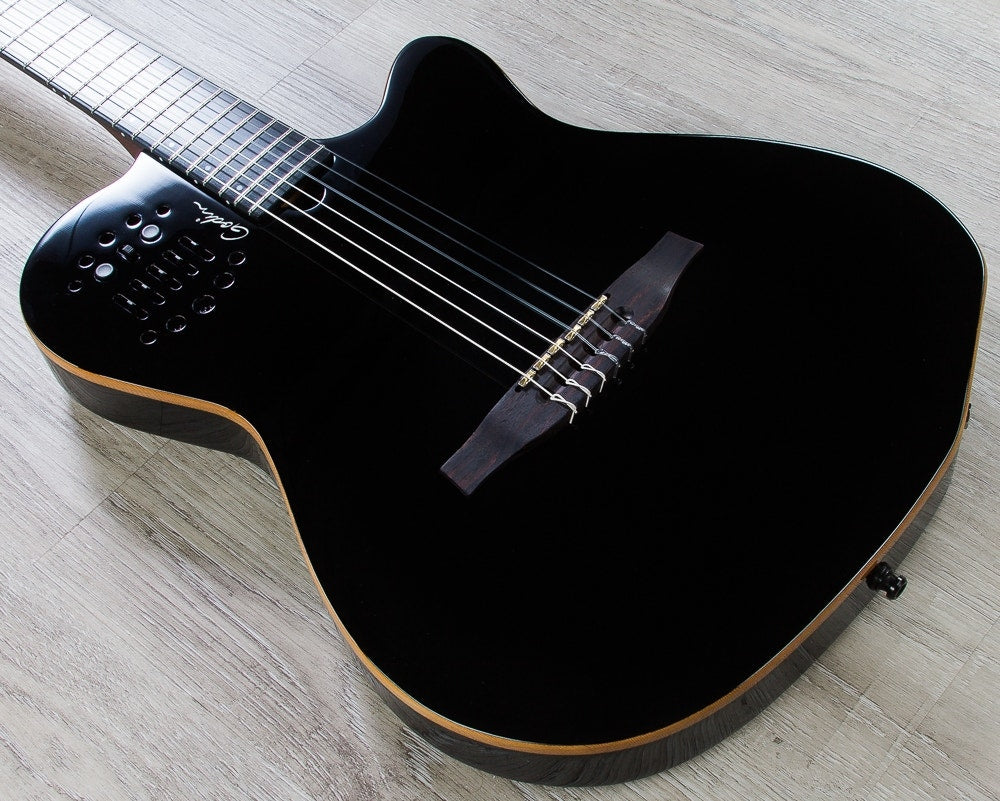 Godin 032181 ACS SLIM Nylon Synth Access, 2-Voice, Narrow Neck Acoustic-Electric Guitar with Bag - Black Pearl HG (Open Box)