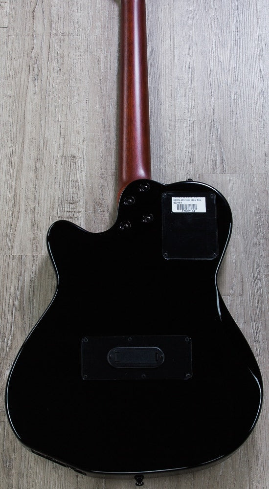 Godin 032181 ACS SLIM Nylon Synth Access, 2-Voice, Narrow Neck Acoustic-Electric Guitar with Bag - Black Pearl HG (Open Box)