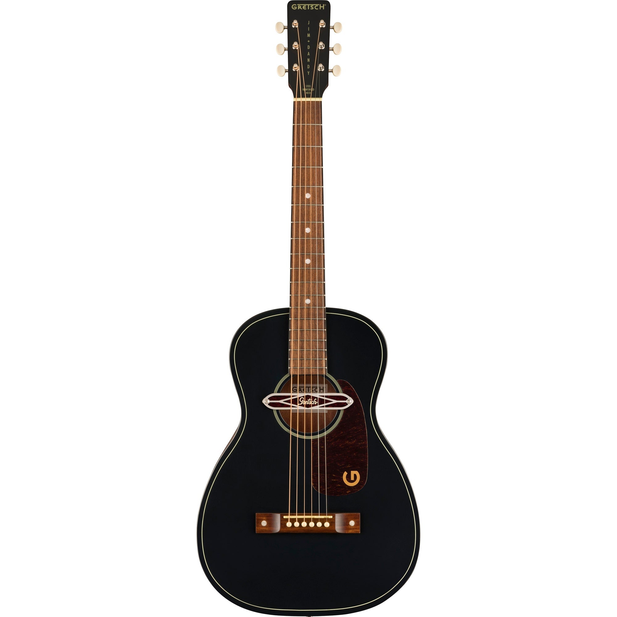 Gretsch Deltoluxe Parlor Acoustic Guitar, Walnut Fretboard, Tortoiseshell Pickguard, Black Top