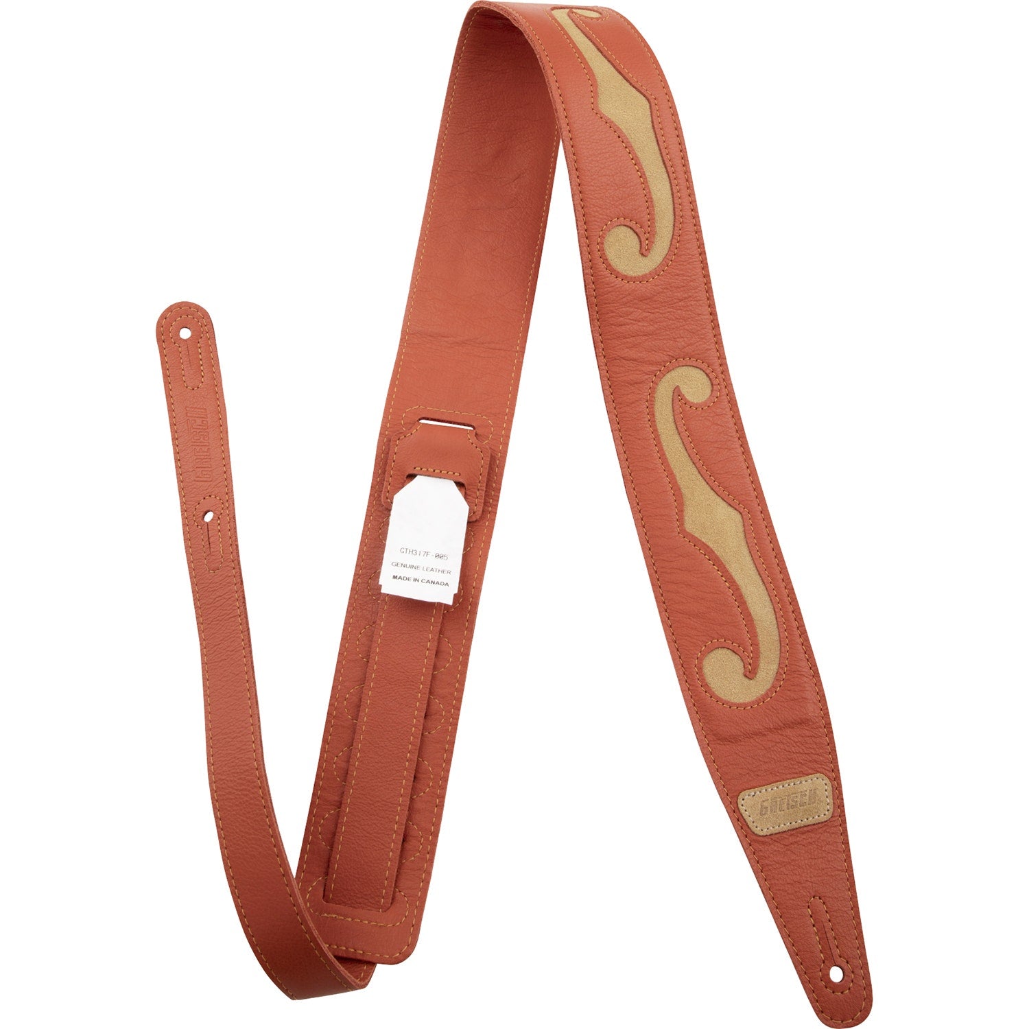 Gretsch Guitars 9224368100 F-Holes Leather Strap, Orange and Tan, 3" Wide