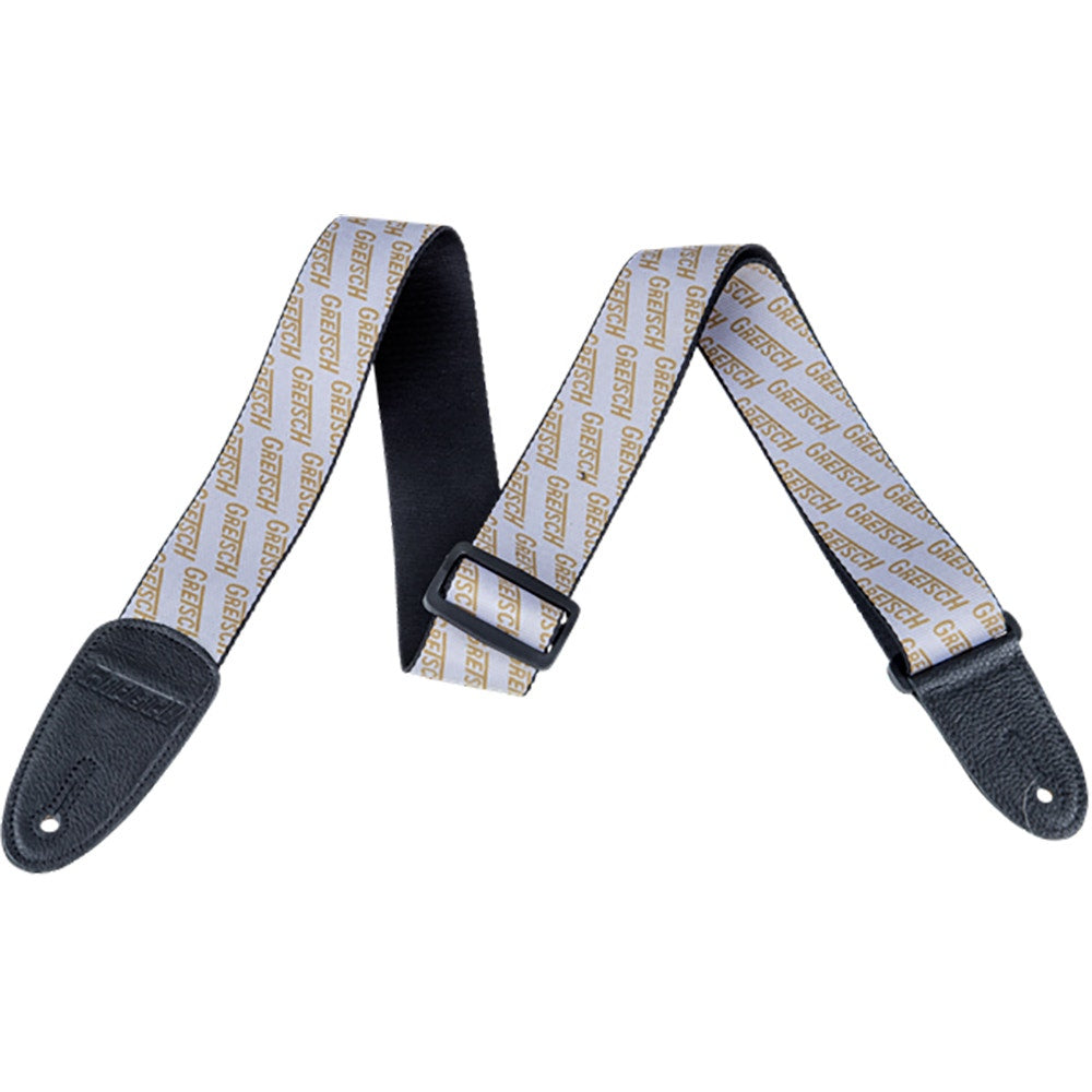 Gretsch Guitar or Bass Strap with Gold Logos, White