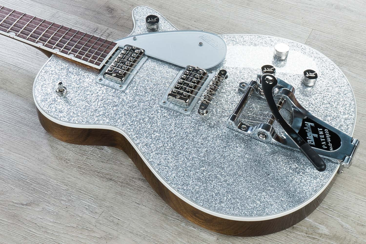 Gretsch G6129T Players Edition Jet FT Electric Guitar with Bigsby, Rosewood Fingerboard, & Hard Case - Silver Sparkle (Open Box)