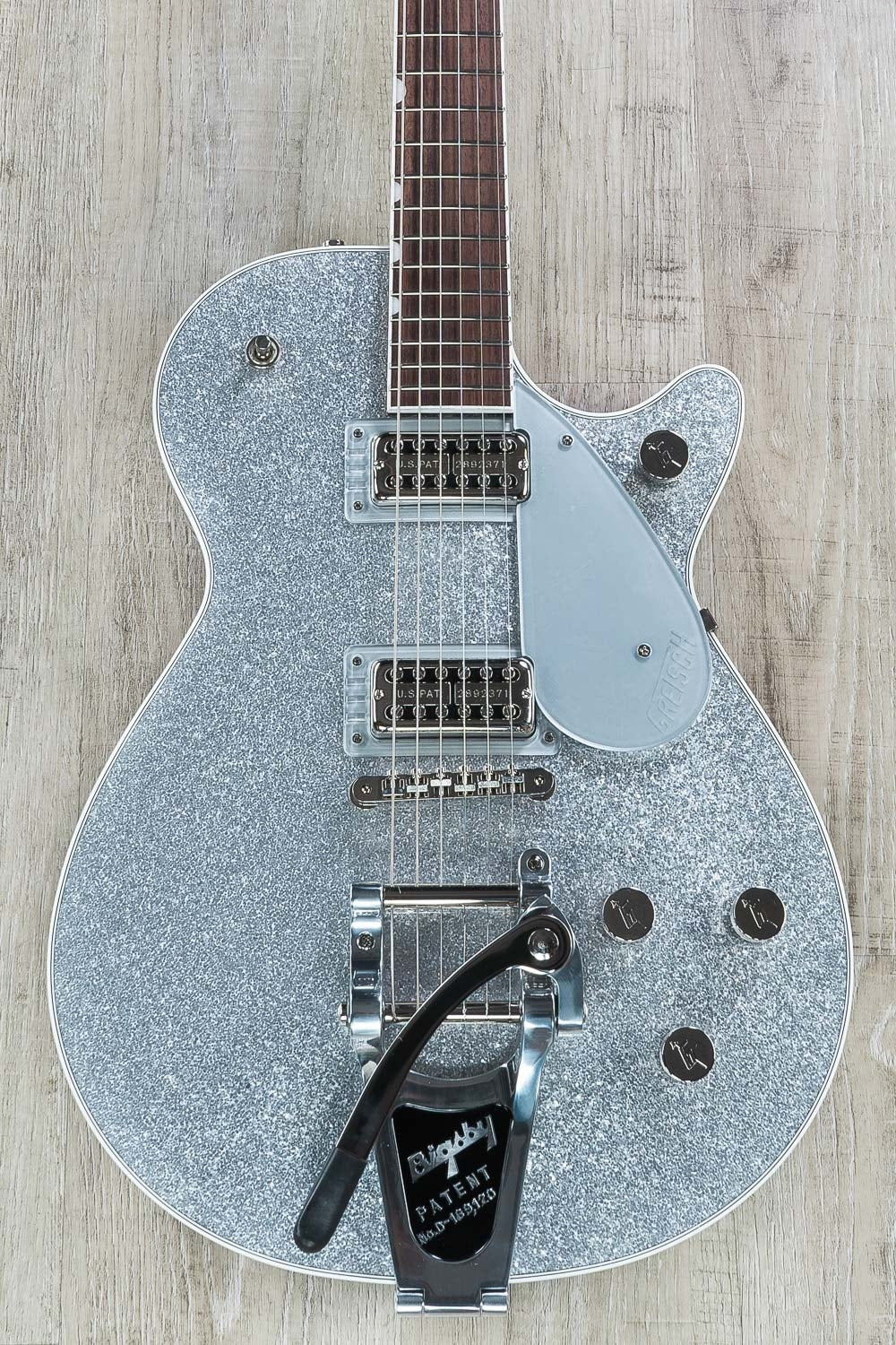 Gretsch G6129T Players Edition Jet FT Electric Guitar with Bigsby, Rosewood Fingerboard, & Hard Case - Silver Sparkle (Open Box)