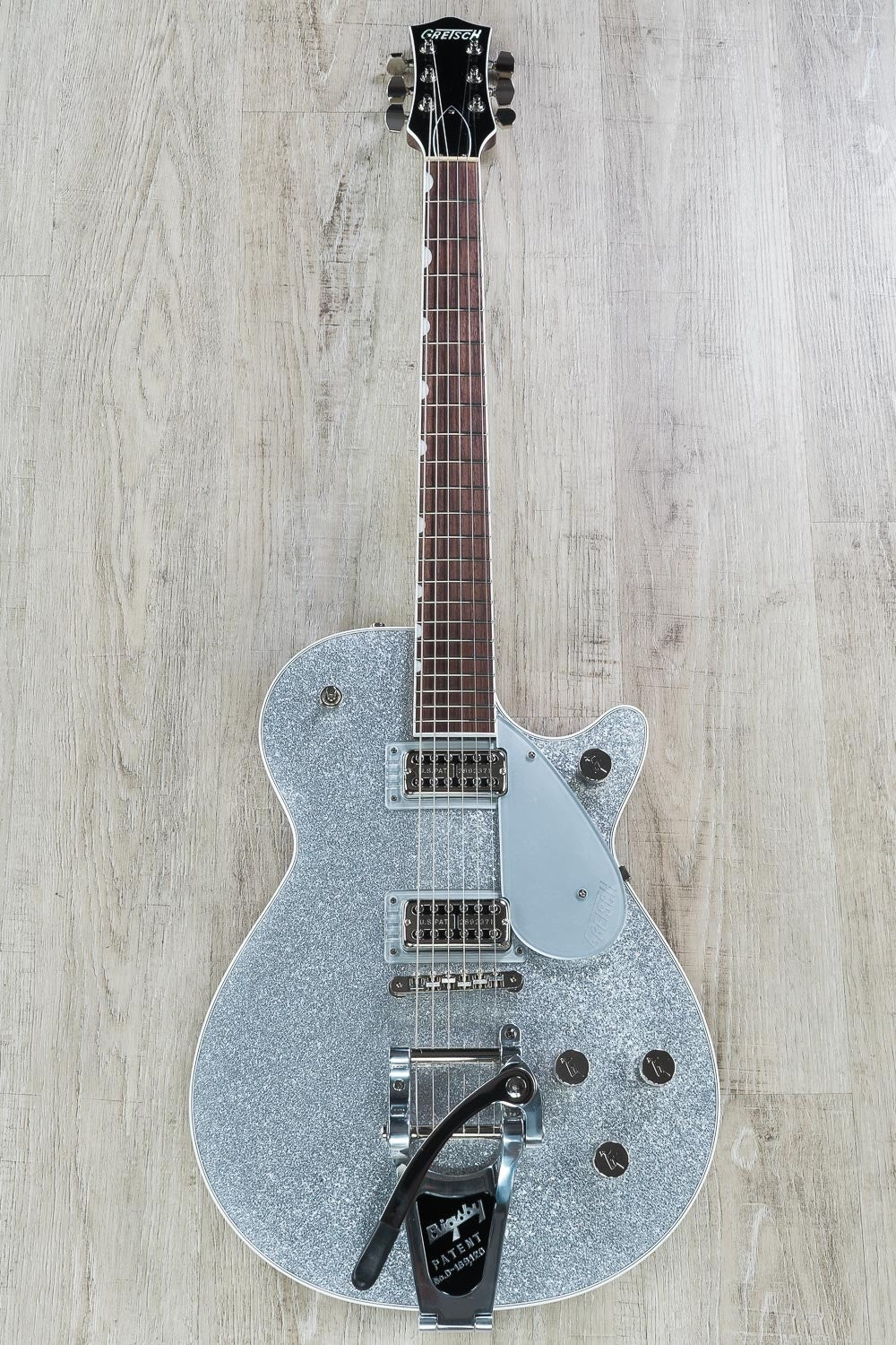 Gretsch G6129T Players Edition Jet FT Electric Guitar with Bigsby, Rosewood Fingerboard, & Hard Case - Silver Sparkle (Open Box)