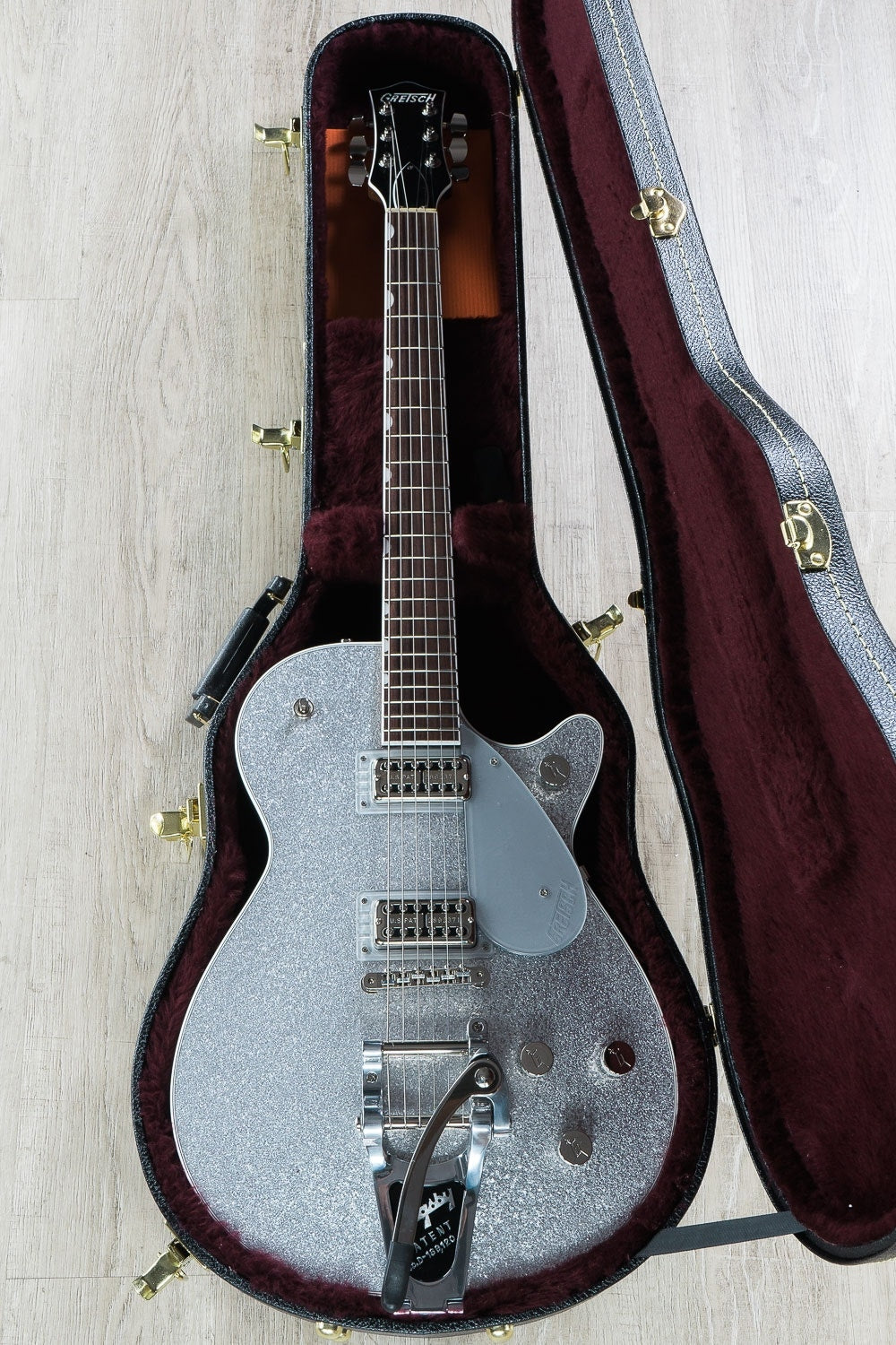 Gretsch G6129T Players Edition Jet FT Electric Guitar with Bigsby, Rosewood Fingerboard, & Hard Case - Silver Sparkle (Open Box)