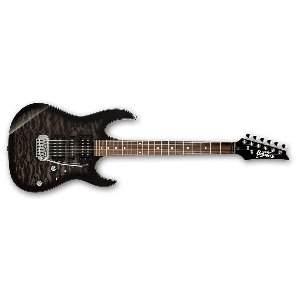 Ibanez GRX70QA TKS Gio RX70 Electric Guitar, Quilted Maple Art Grain - Trans Black Finish (B-STOCK)