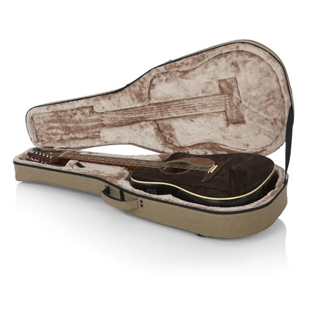 Gator Cases GTR-DREAD12-TAN Transit Series Lightweight Dreadnought Guitar Case, Tan