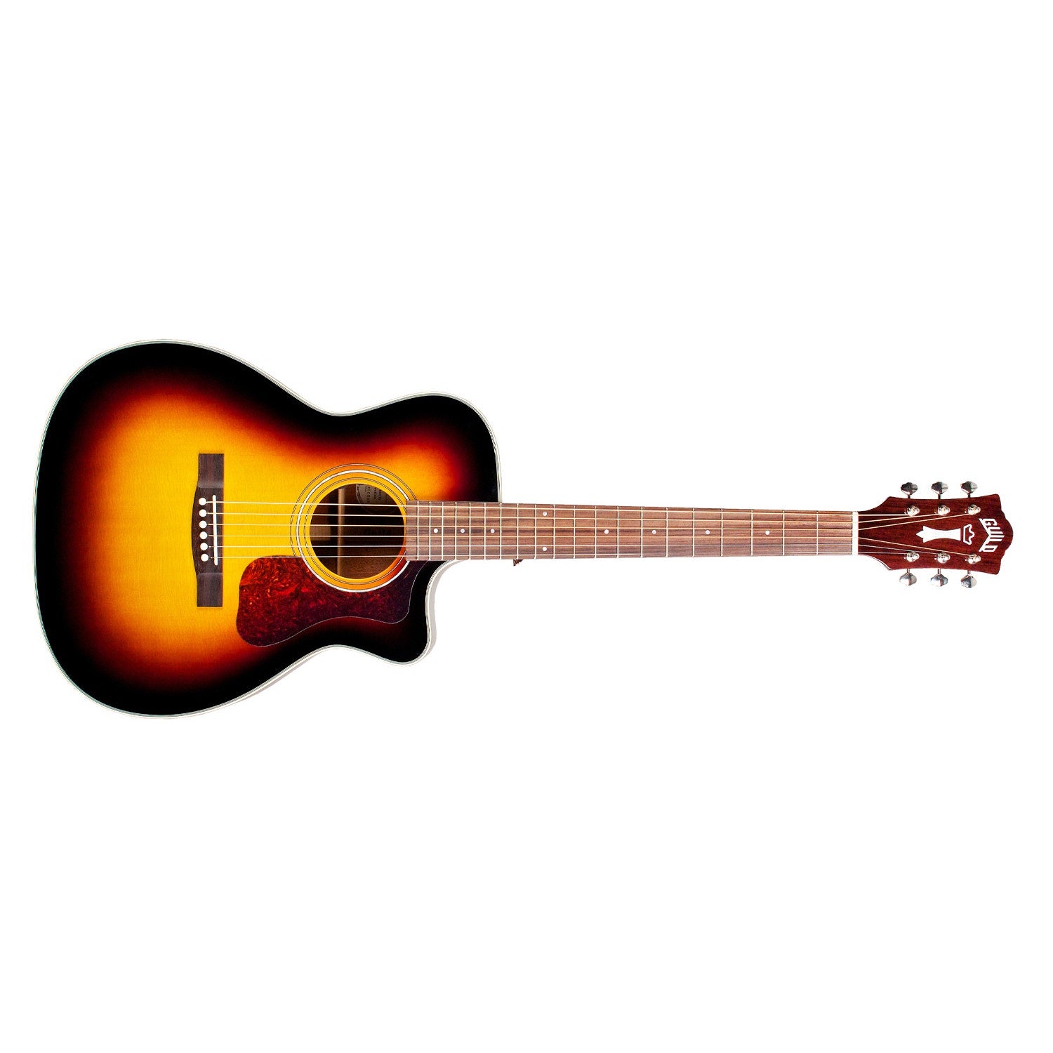 Guild OM-140CE Acoustic Electric Guitar, Solid Sitka Spruce Top, Antique Burst