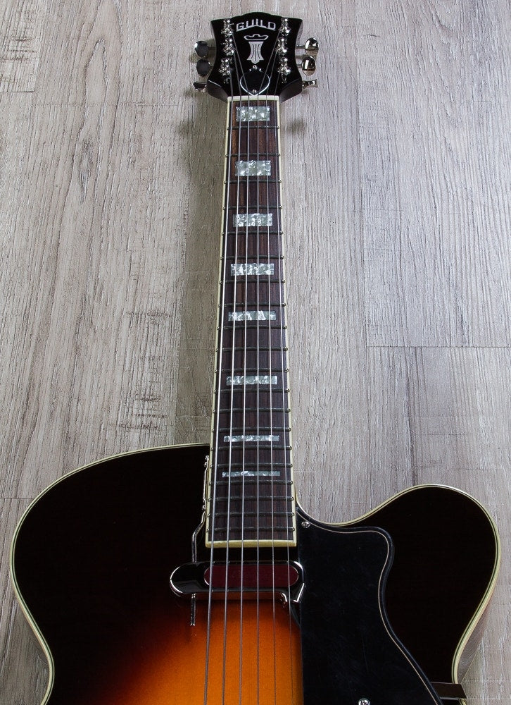 Guild A-150 Savoy Hollowbody Archtop Electric Guitar with Hardshell Case - Antique Sunburst (Open Box)