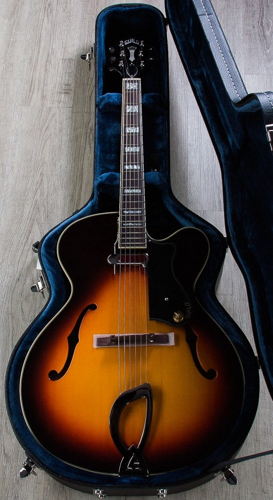 Guild A-150 Savoy Hollowbody Archtop Electric Guitar with Hardshell Case - Antique Sunburst (Open Box)