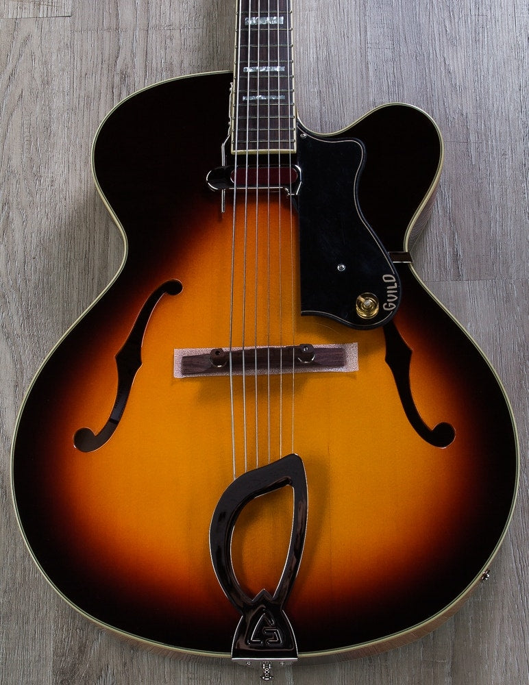 Guild A-150 Savoy Hollowbody Archtop Electric Guitar with Hardshell Case - Antique Sunburst (Open Box)