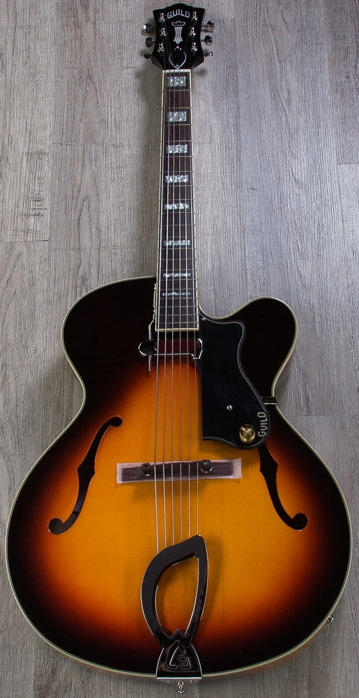 Guild A-150 Savoy Hollowbody Archtop Electric Guitar with Hardshell Case - Antique Sunburst (Open Box)