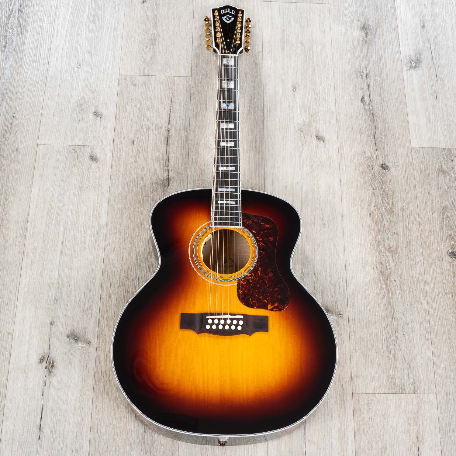 Guild F-512E Maple Jumbo Acoustic-Electric 12-String Guitar, Antique Burst